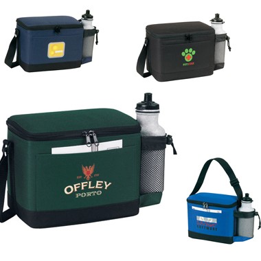 2-tone 6 pack cooler w/bottle holder 2
