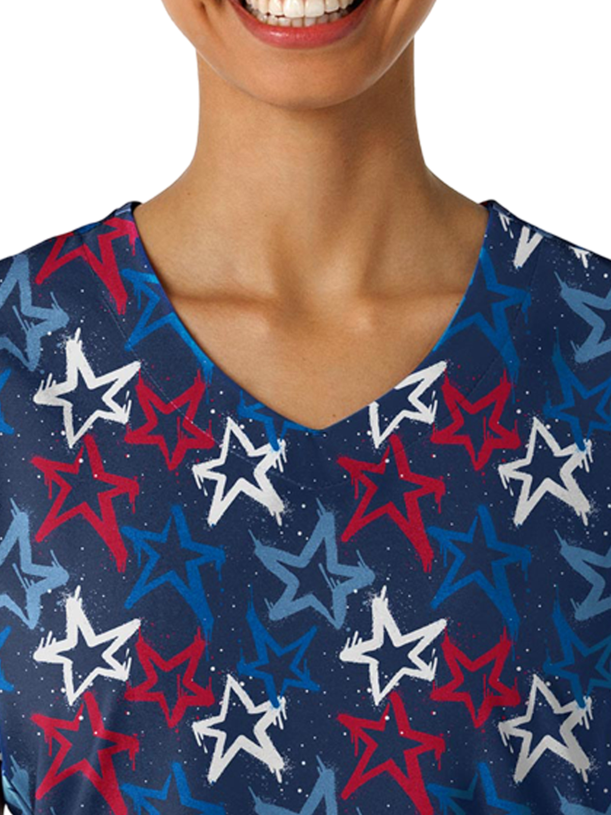 Wink - Fashion Prints - Women's V-Neck Print Scrub Top 1
