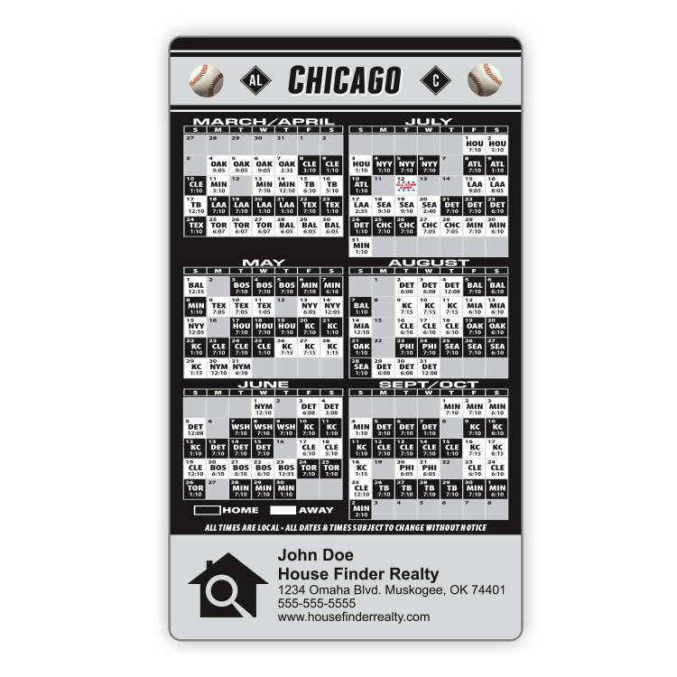 Magnet Sport Schedules - 3.5x6 Baseball Round Corners - 25 mil. 3