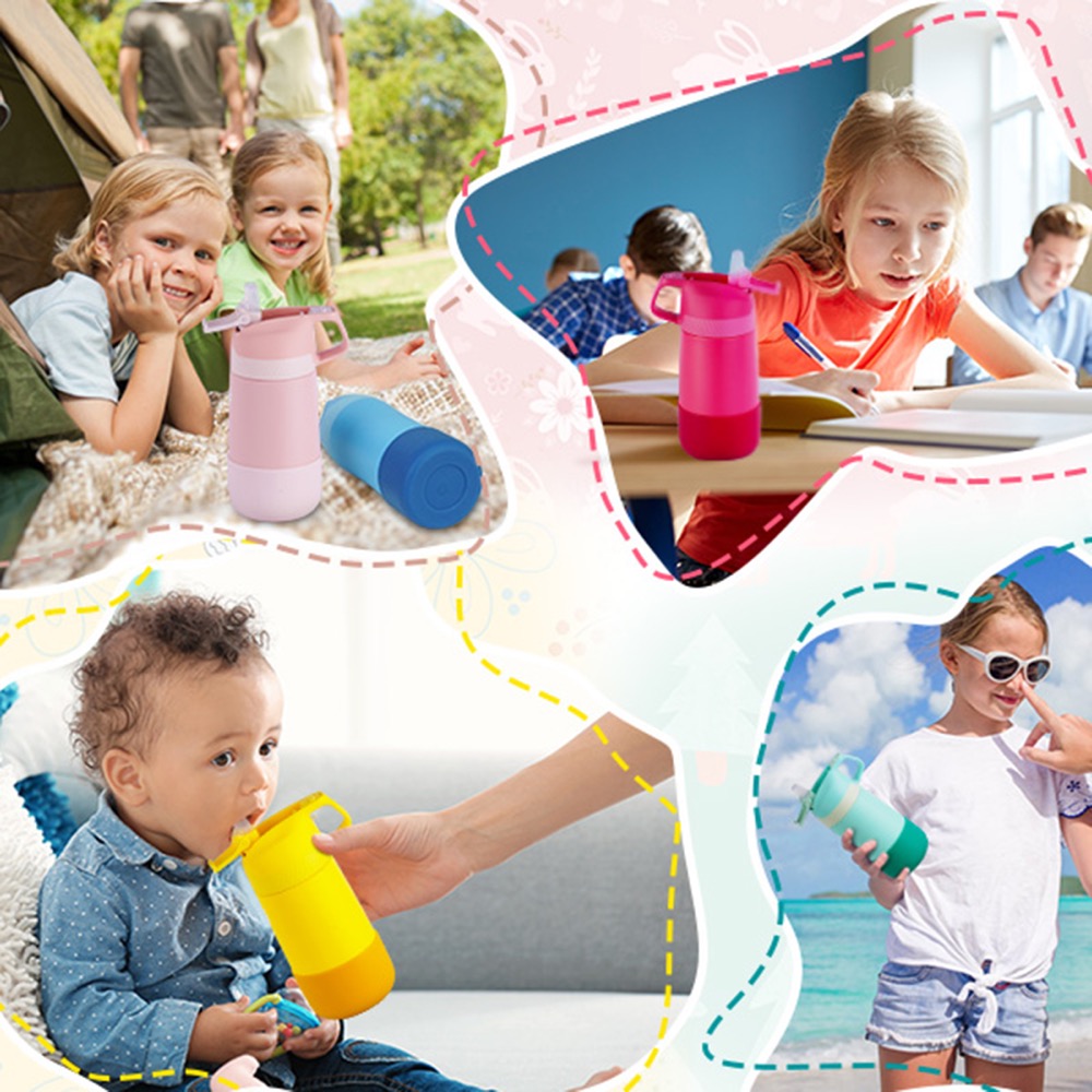 12 Oz 316 Ss Double Wall Water Bottle With Pop-Up Straw Lid For Kids 28