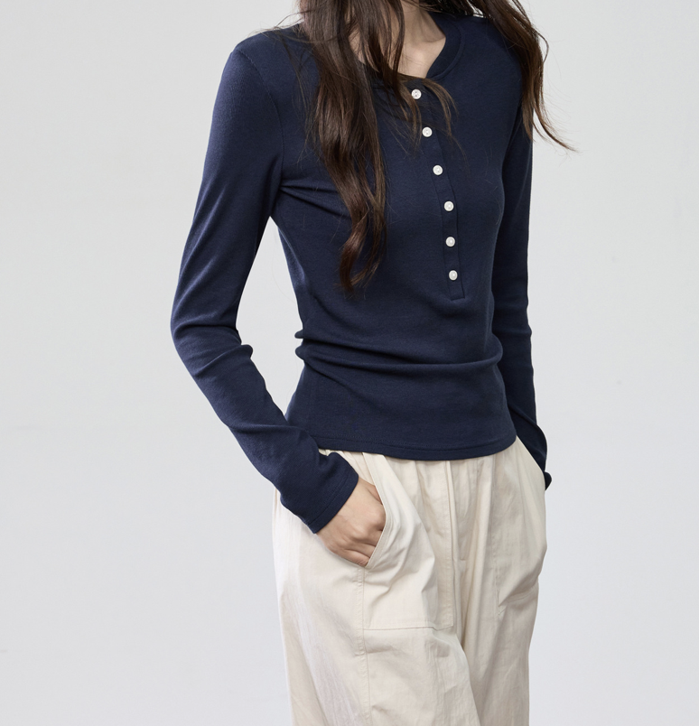 Women Long Sleeve Button Up RibbedBlouses 3