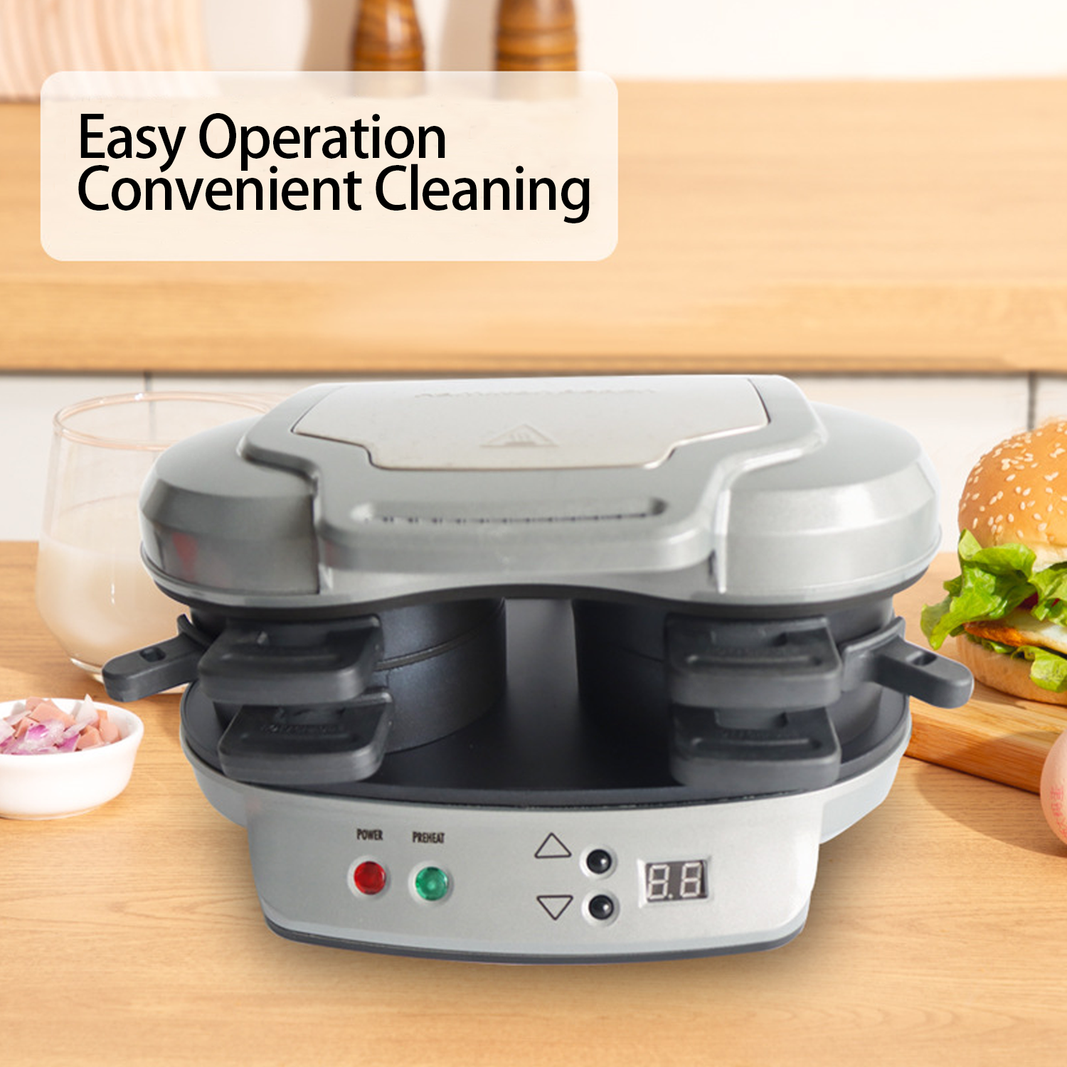 2 - in - 1 Silver Sandwich Maker – Compact & Efficient 2