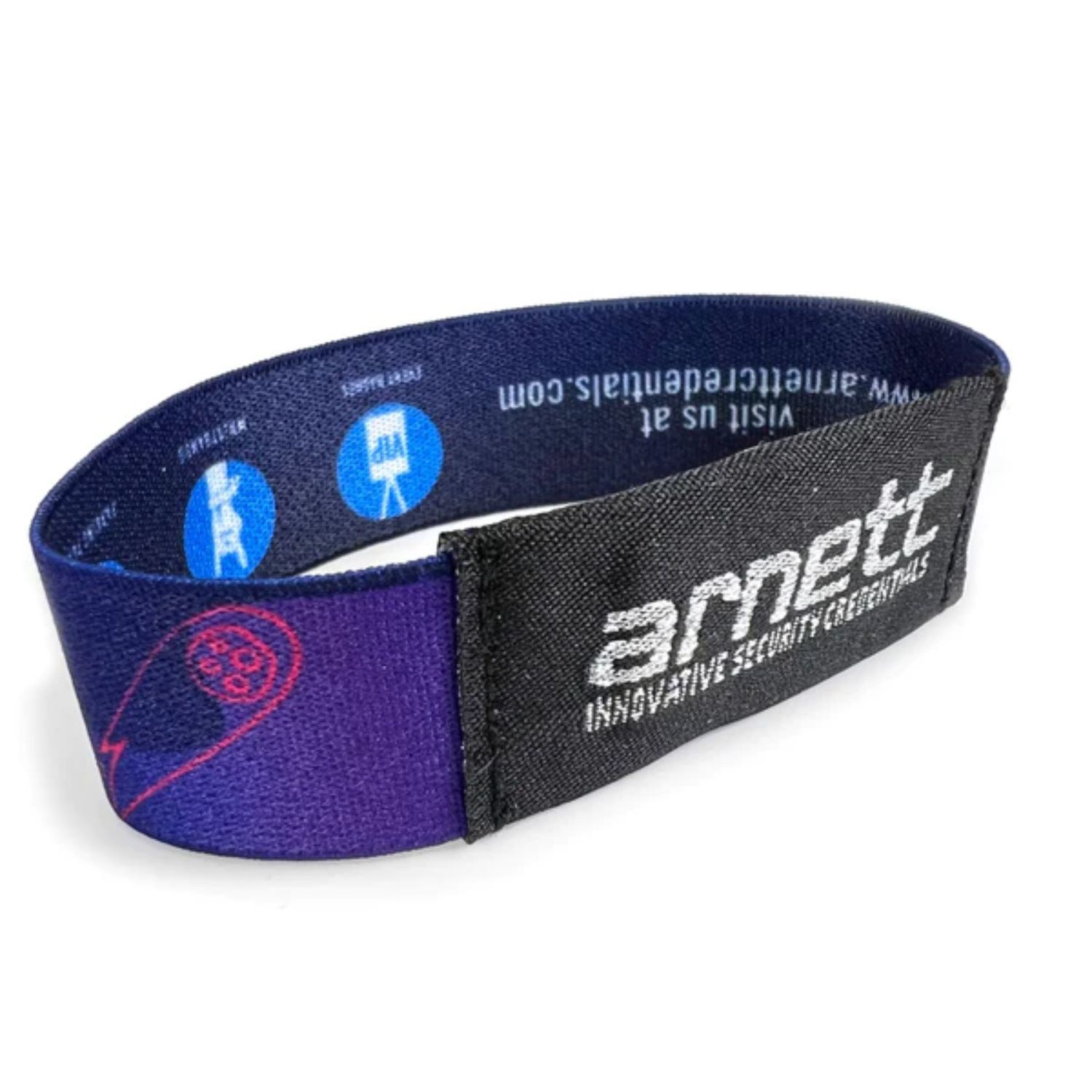 3/4" Sublimated Elastic Event Wristband w/ Customizable Woven Label 1