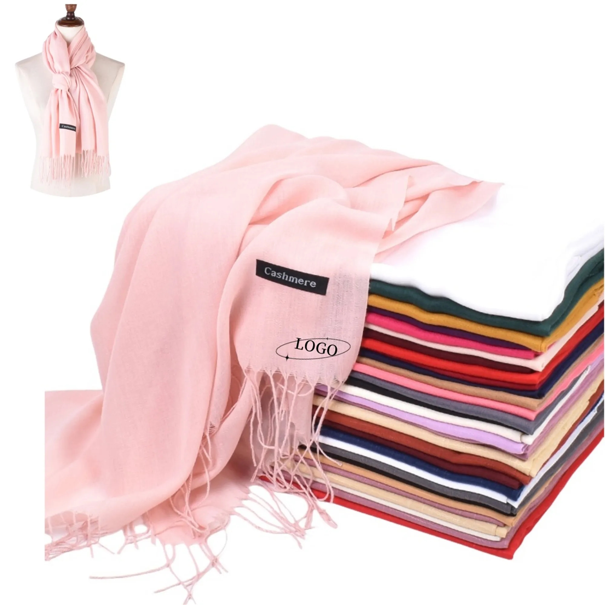 Soft Cashmere Winter Scarf With Fringes 5