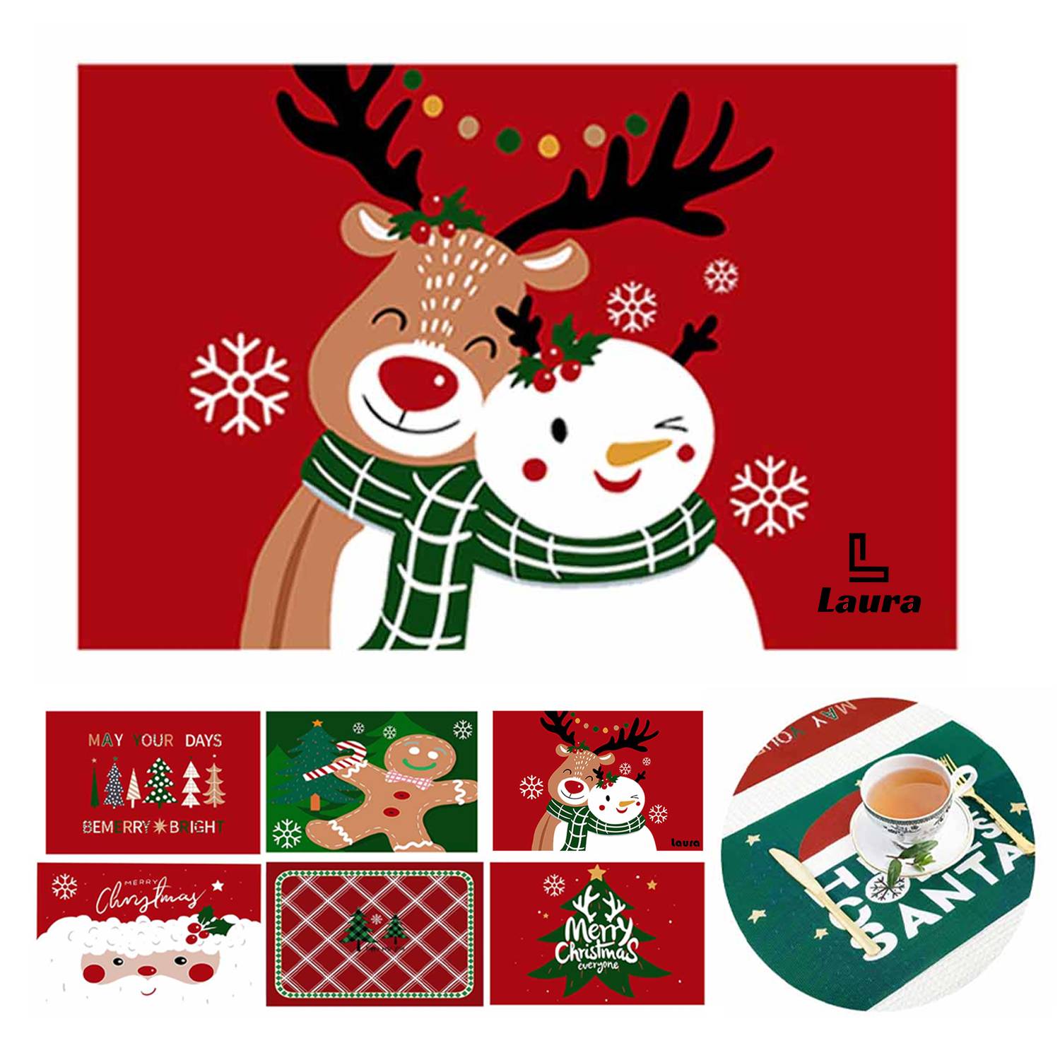 Christmas western coaster placemat 2
