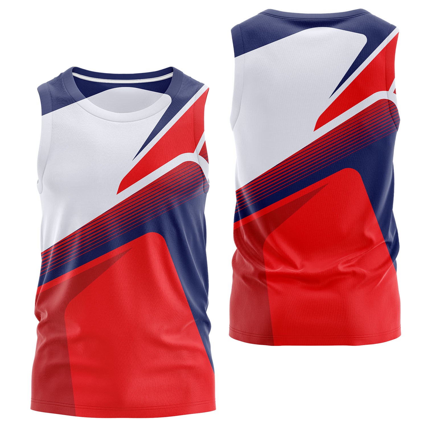 Unisex 150 GSM Flashed V Fabric Performance Sublimation Tank Tops 5
