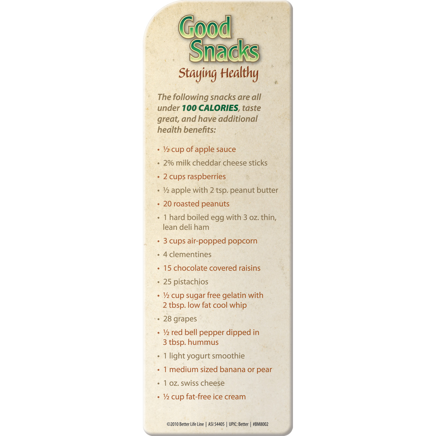 Bookmark - Good Snacks: Staying Healthy 2