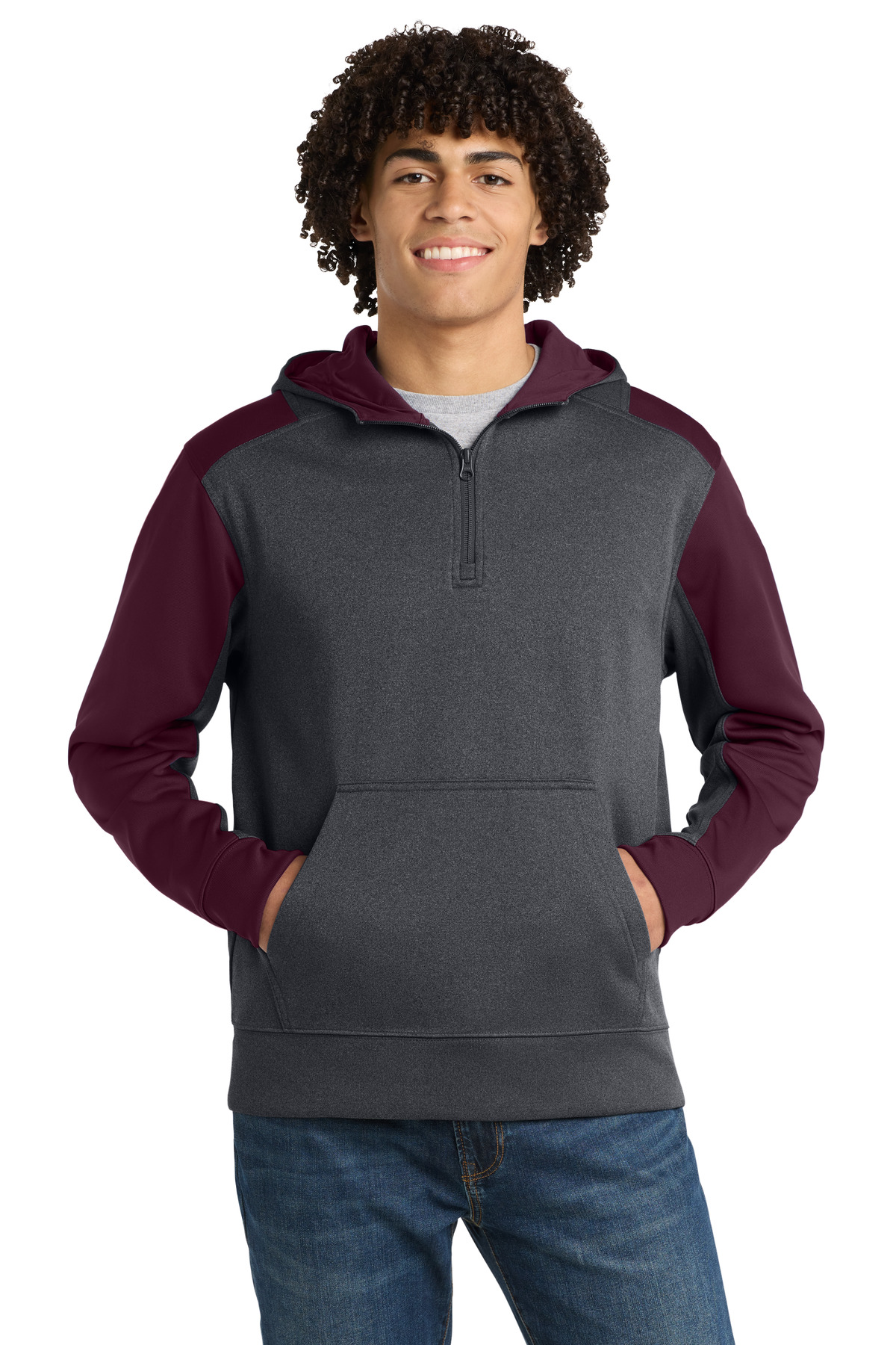 Sport-Tek Tech Fleece Colorblock 1/4-Zip Hooded Sweatshirt. ST249, custom hoodie or sweatshirt with logo imprint 23