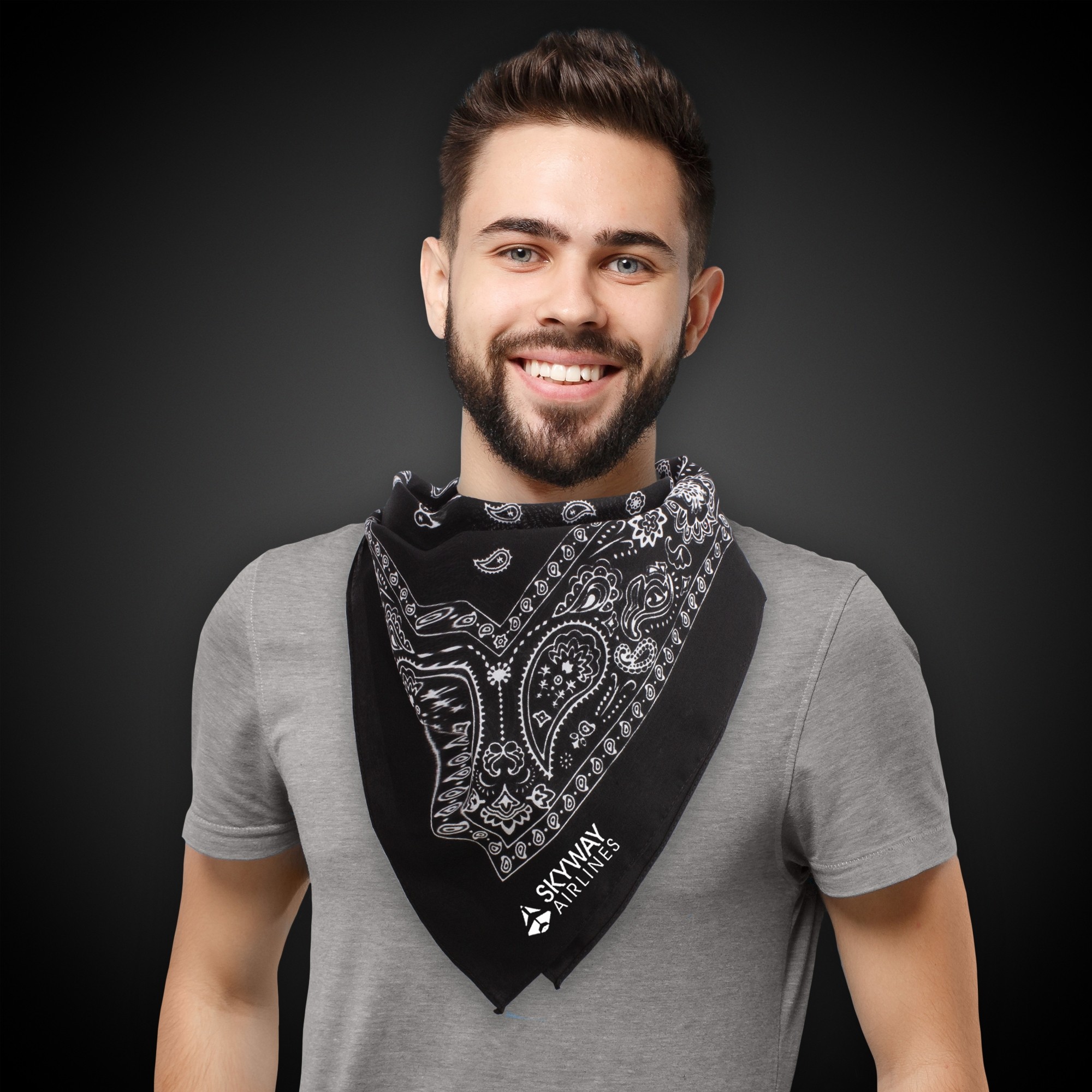 Black Cotton Bandana 22" x 22" 3