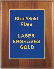 10" x 13" Cherry Finish Plaque with a Blue Designer Plate 1