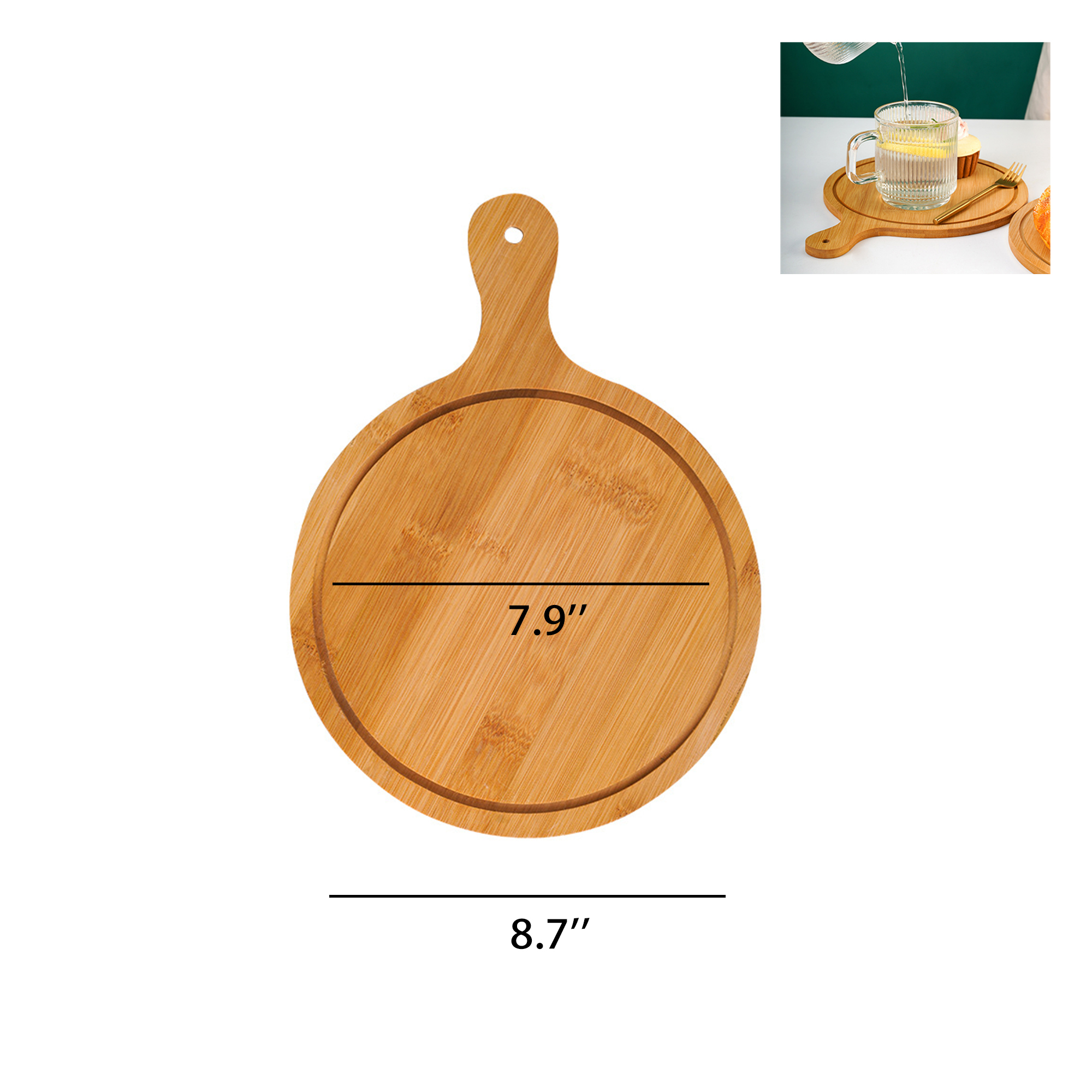 Circular Bamboo Round Cutting Pizza Board 3