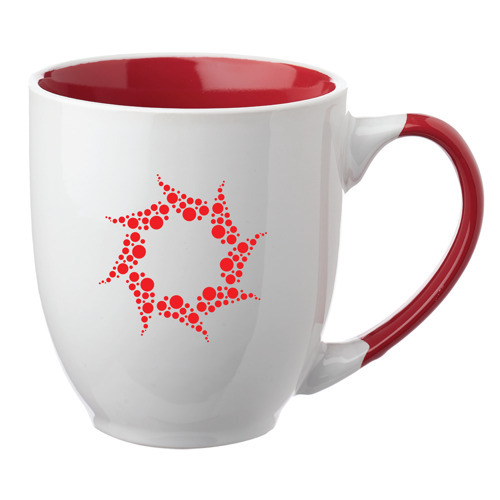 Two-Tone Bistro Style Ceramic Mug with Contrasting Handle, 9