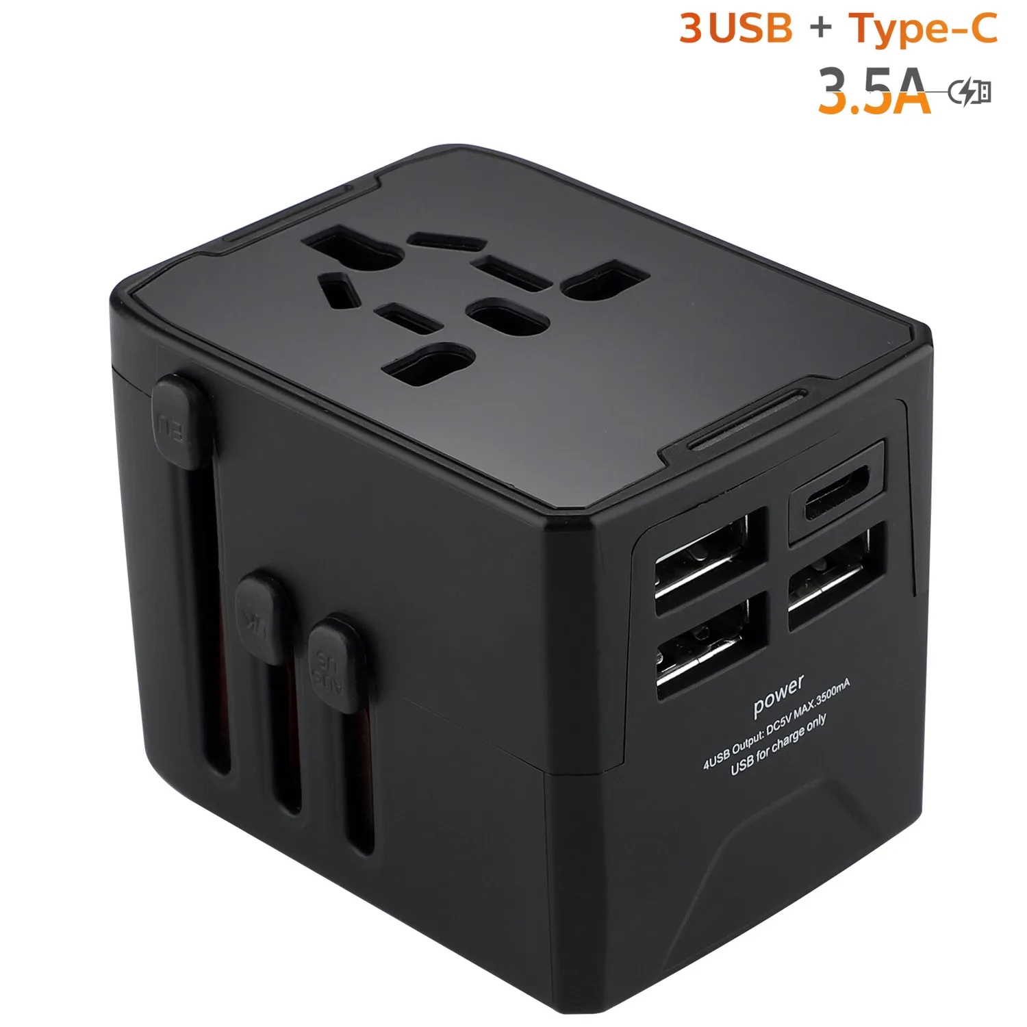 International Power Adapter Wall Charger 3 USB + 1 Type C 4