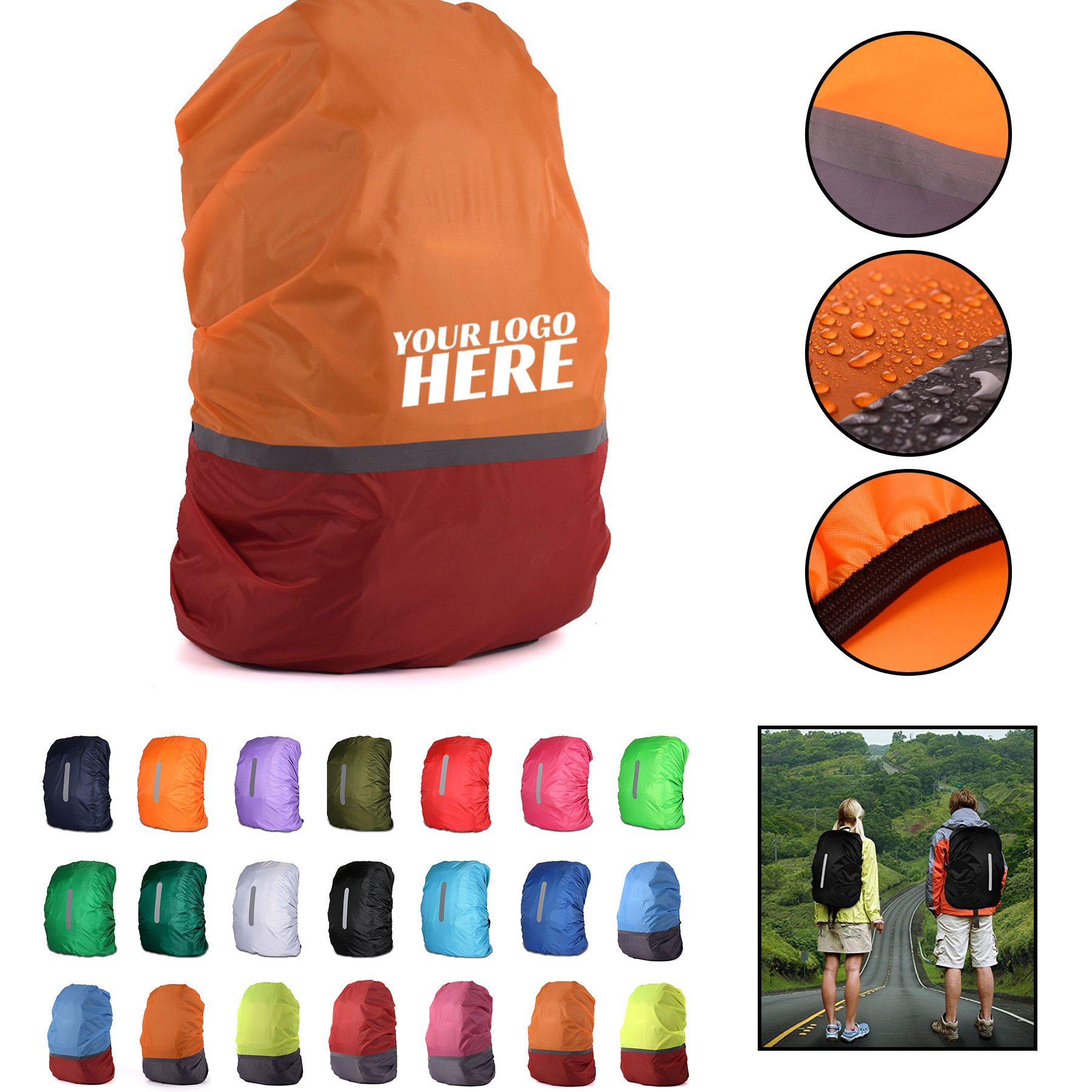 Reflective Strip Backpack Rain Cover 2