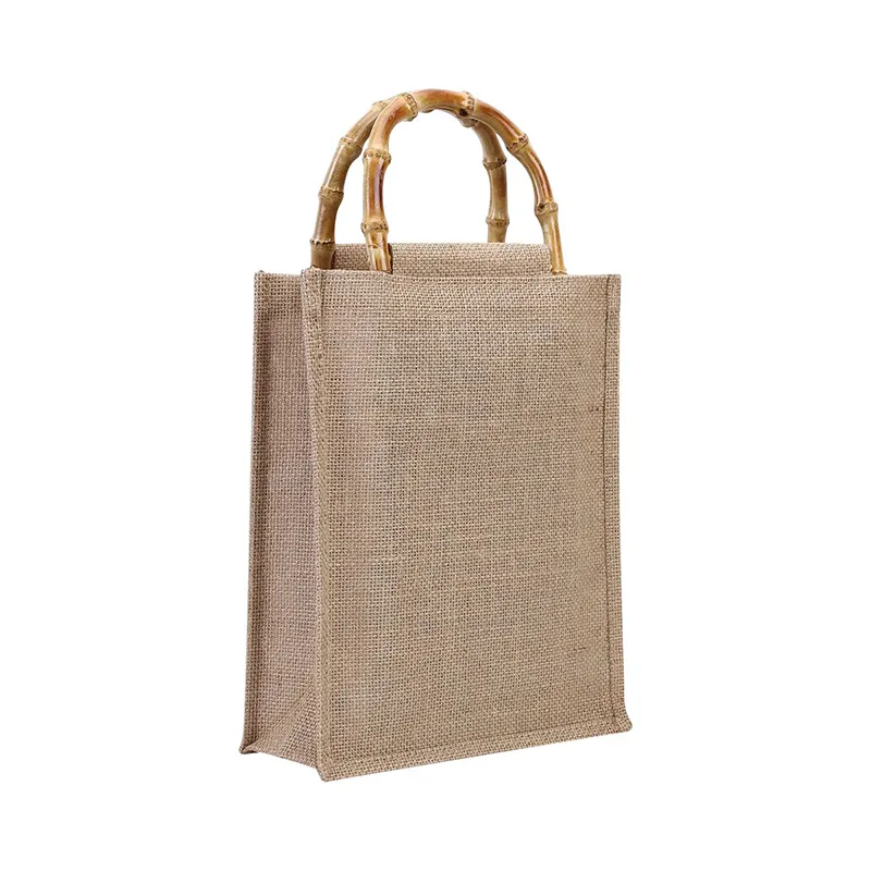 Jute Tote Bag With Bamboo Handle 8