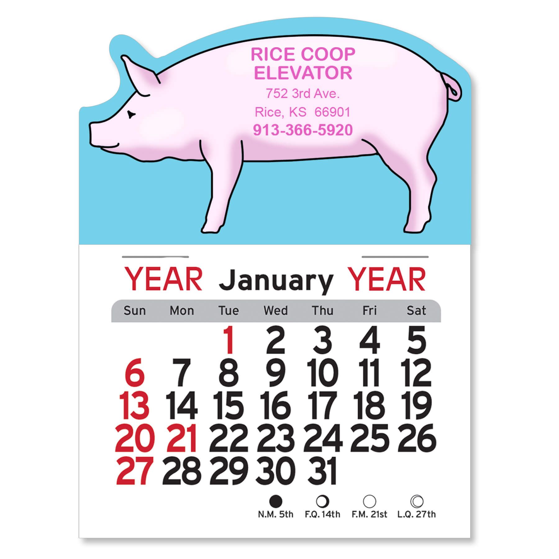 Adhesive Peel-N-Stick® Calendar - Pig 1
