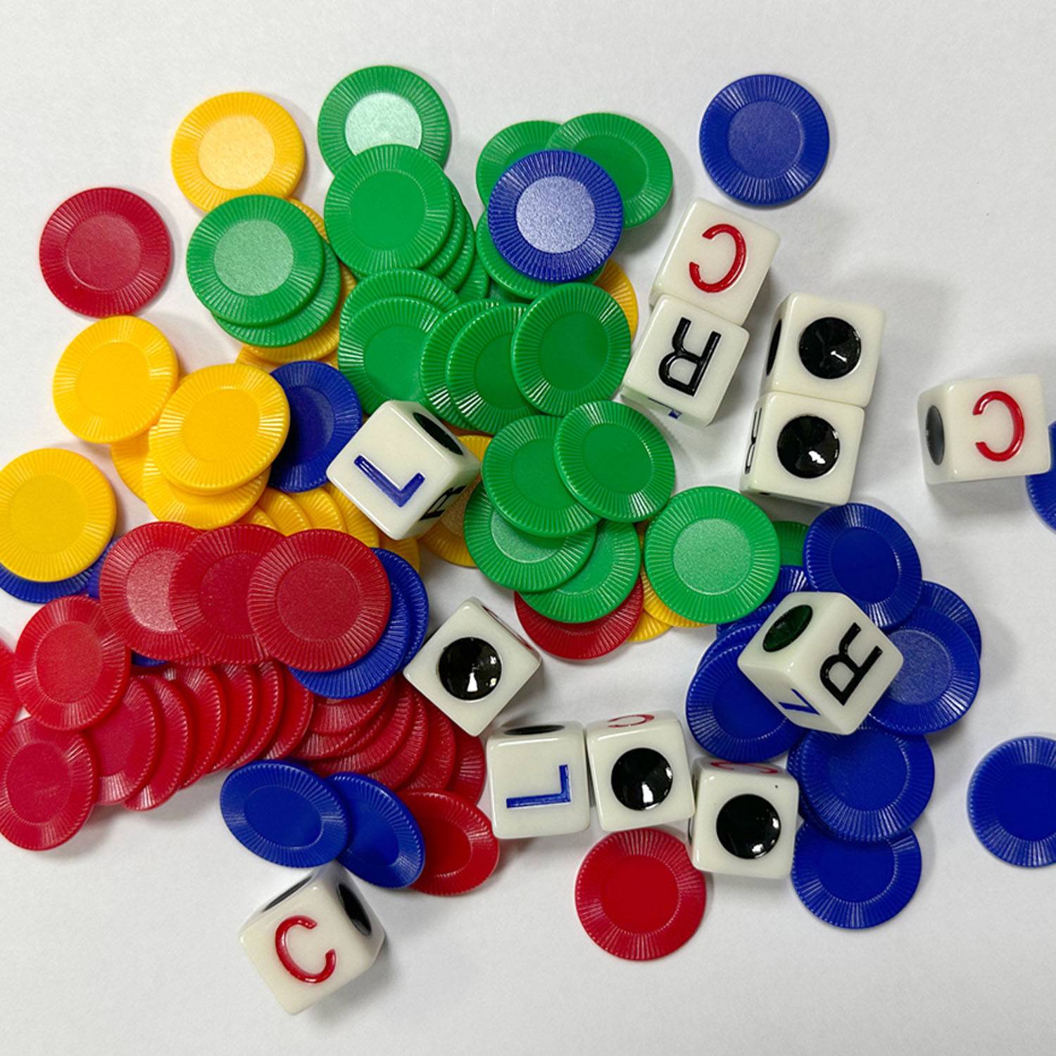 Left Center Right Dice Game Set with Chips 3