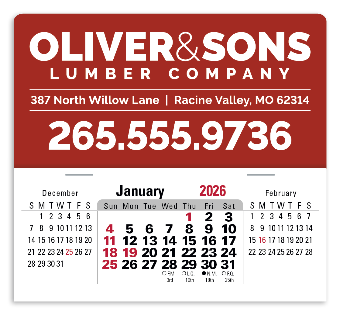 Press-N-Stick XL Header With 3-Month Horizontal Calendar 12-Month