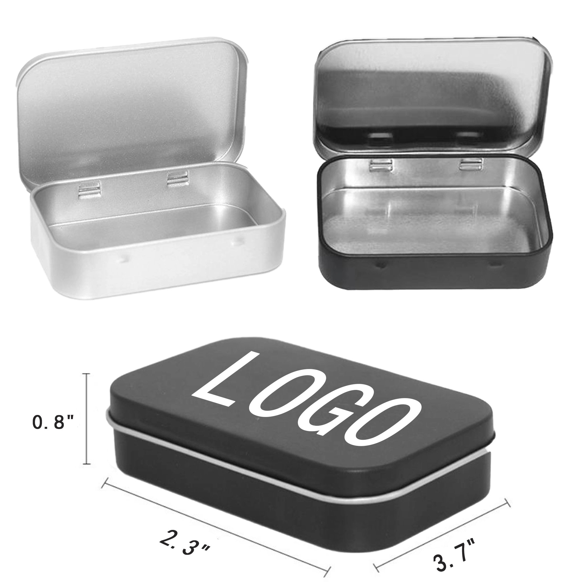 Rectangular Hinged Tin Box Storage Container 3