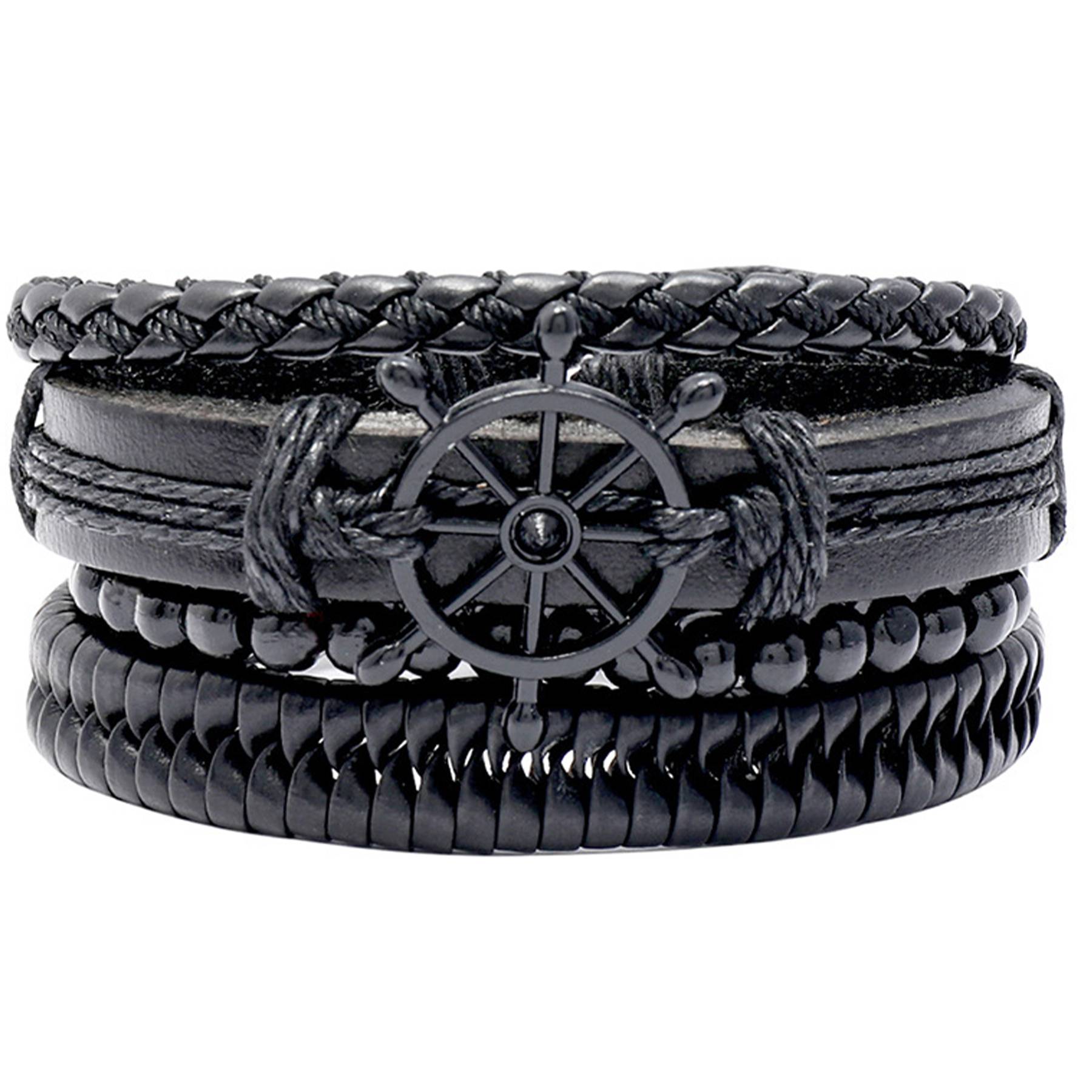 PU Hand-woven black rudder bracelet 2