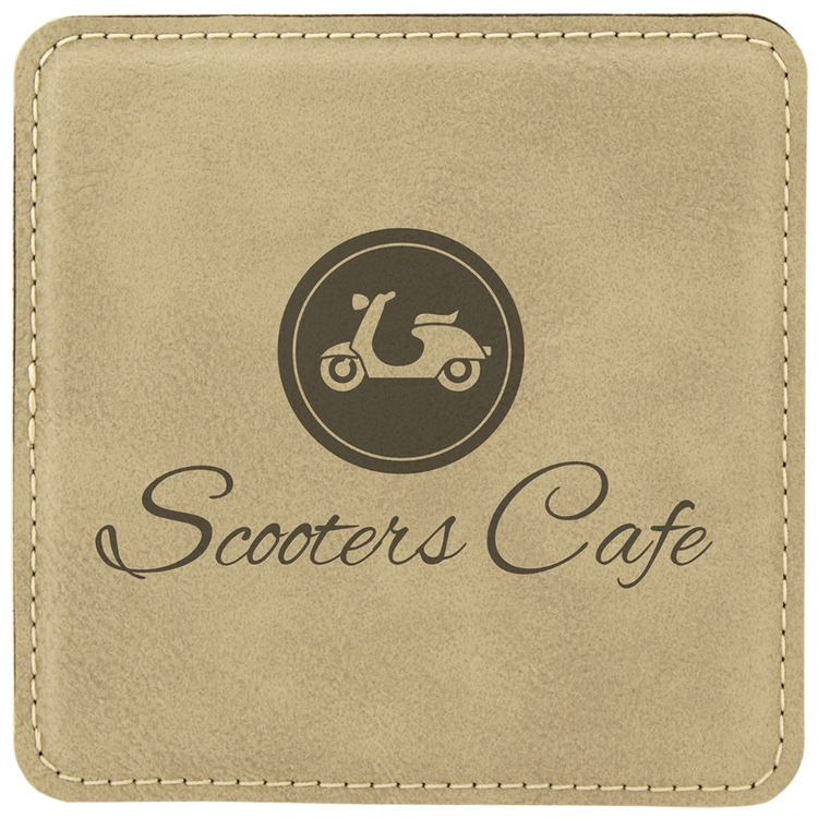 Light Brown Leatherette Individual Square Coaster 1