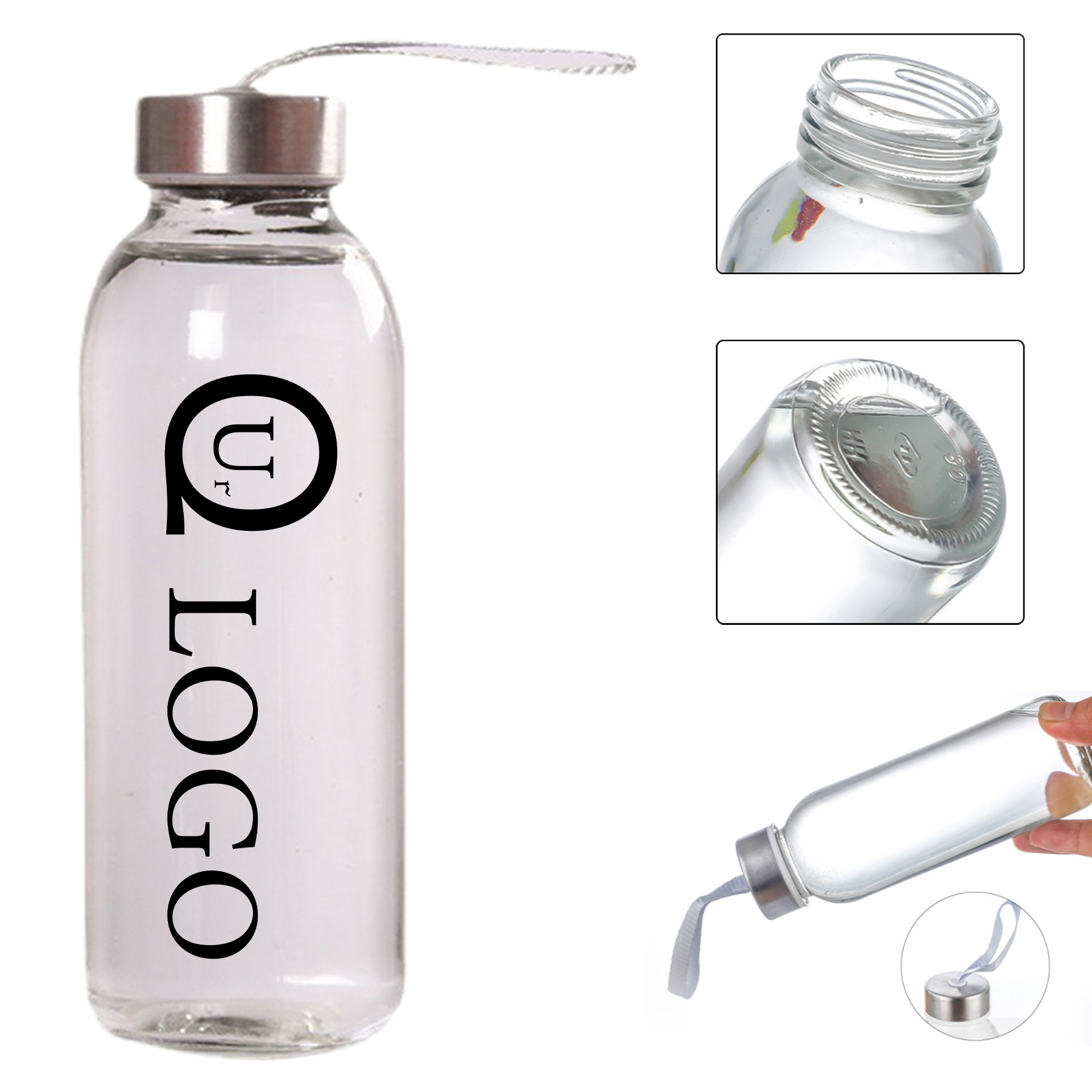 Transparent Glass Water Sport Bottle 2