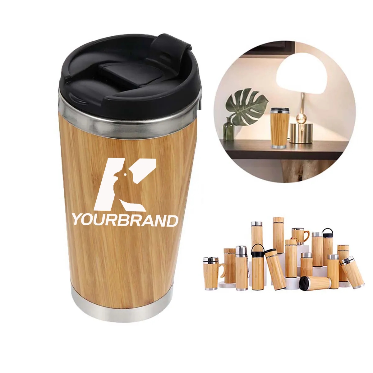 450ml Insulated Bamboo shell StainlessSteel Drinking Tumbler 8