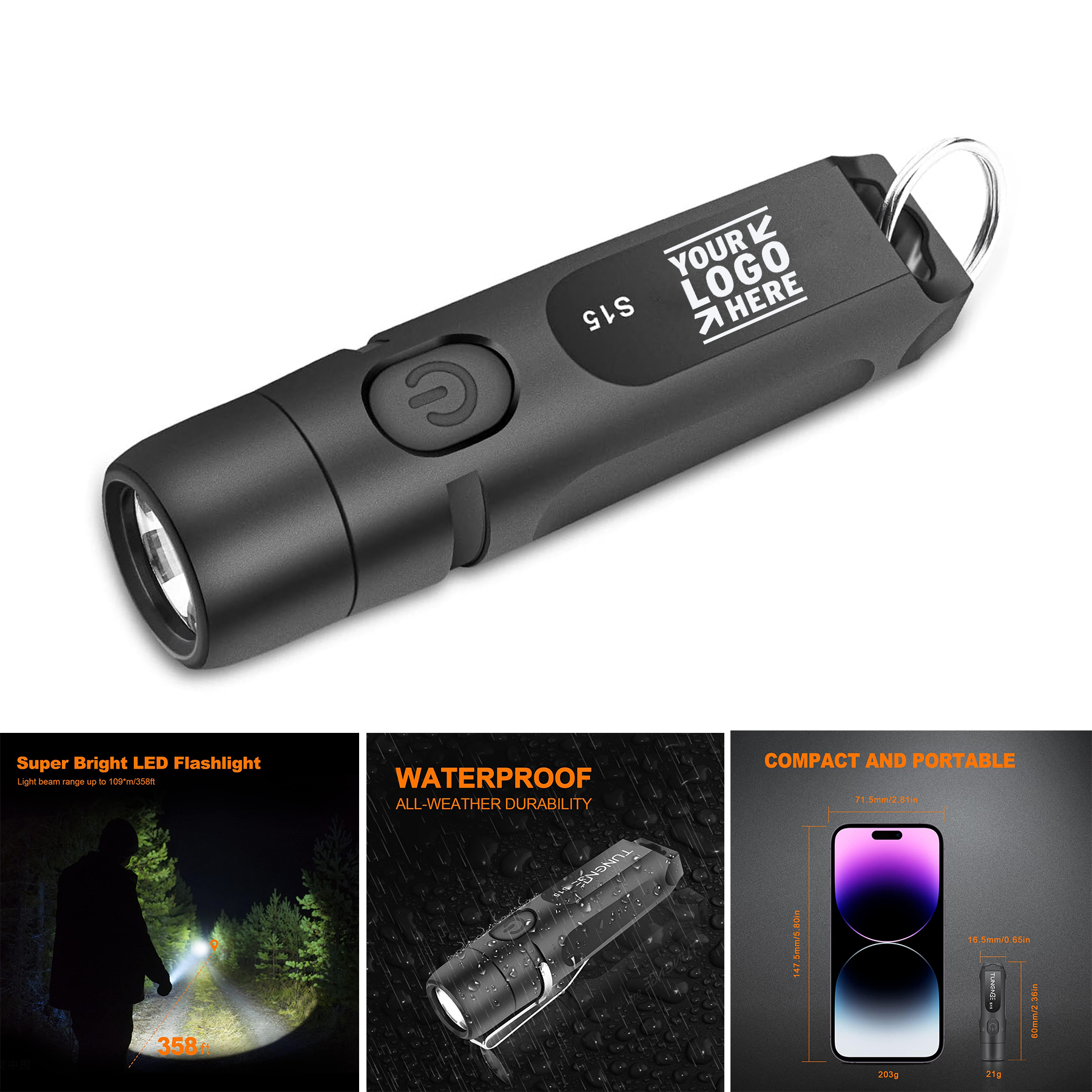 Camping Travel Rechargeable Keychain 650 High Lumens EDC Pocket Mini Flashlight
2