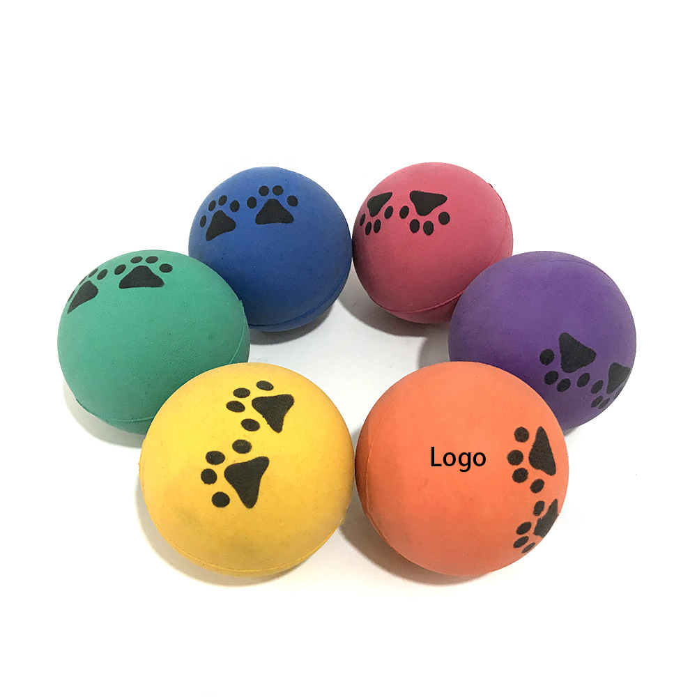 Paw Print Fluorescent Rubber Dog Ball 1