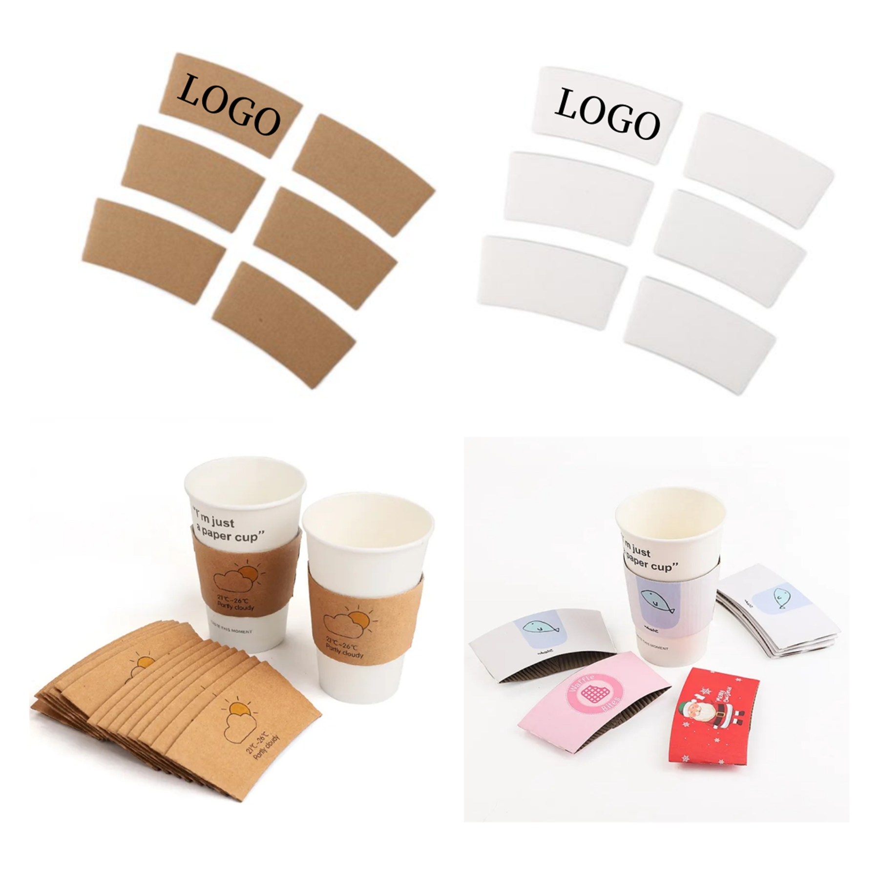 Disposable Paper Anti Scalding Cups Sleeves 8-24Oz 2