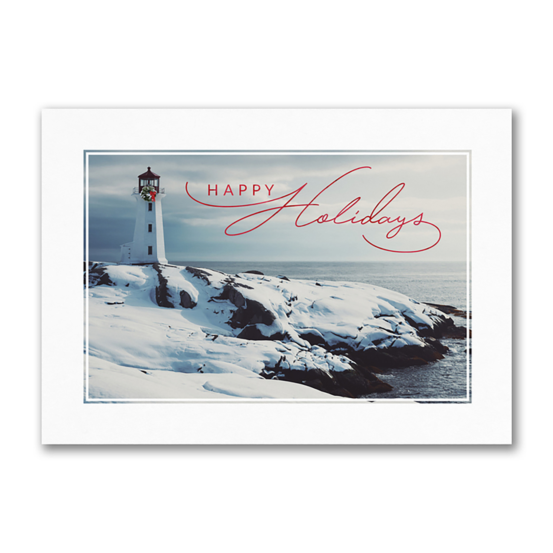 Festive Lighthouse Holiday Card 1