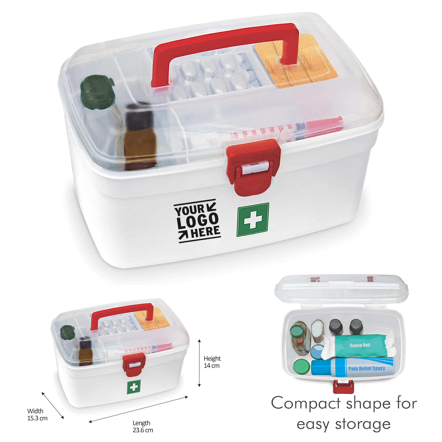 Milton Medical Organizer First Aid Empty Medicine Storage Box Family Emergency Kit with Lockable Lid 2
