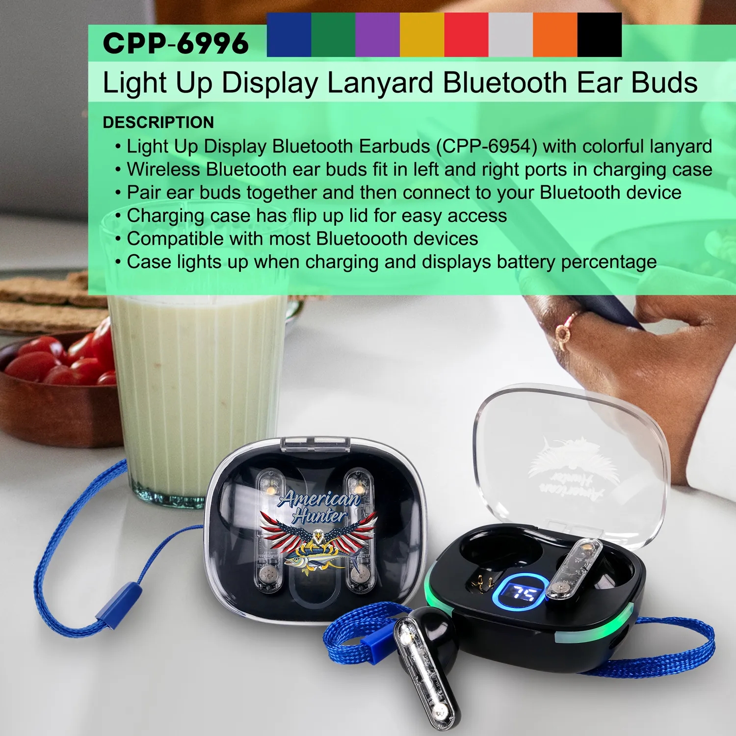 Light Up Display Lanyard Bluetooth Earbuds 14