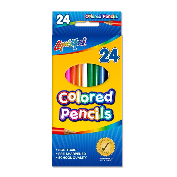 24 Pack Colored Pencils 7" Pre-Sharpened - Assorted Colors