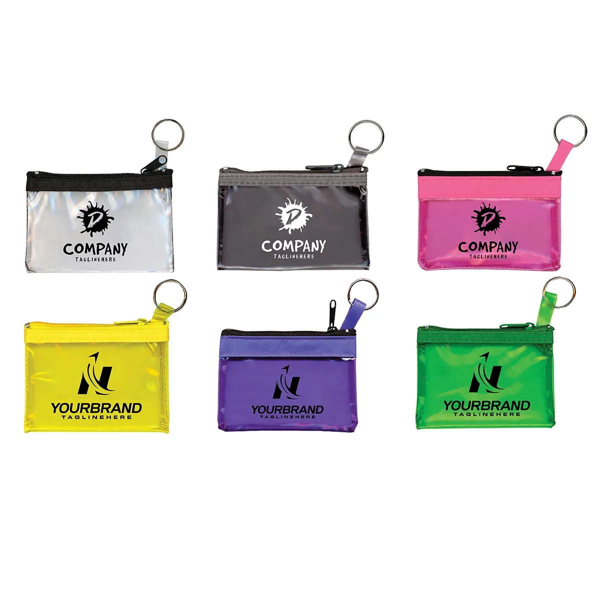 Custom Logo Durable Zippered Translucent Pouch With Key Ring 3