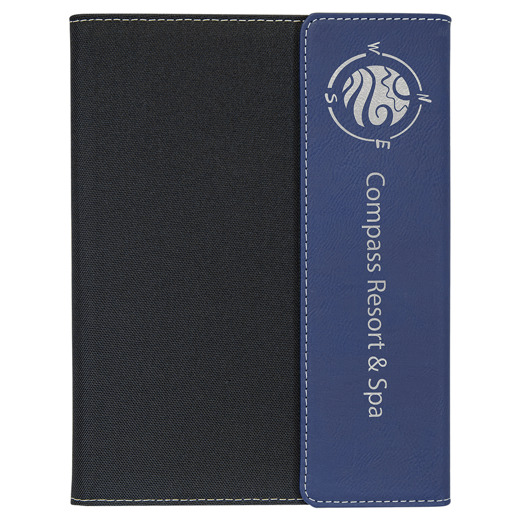 7" x 9" Blue/Silver Leatherette / Black Canvas Portfolio with Notepad 2
