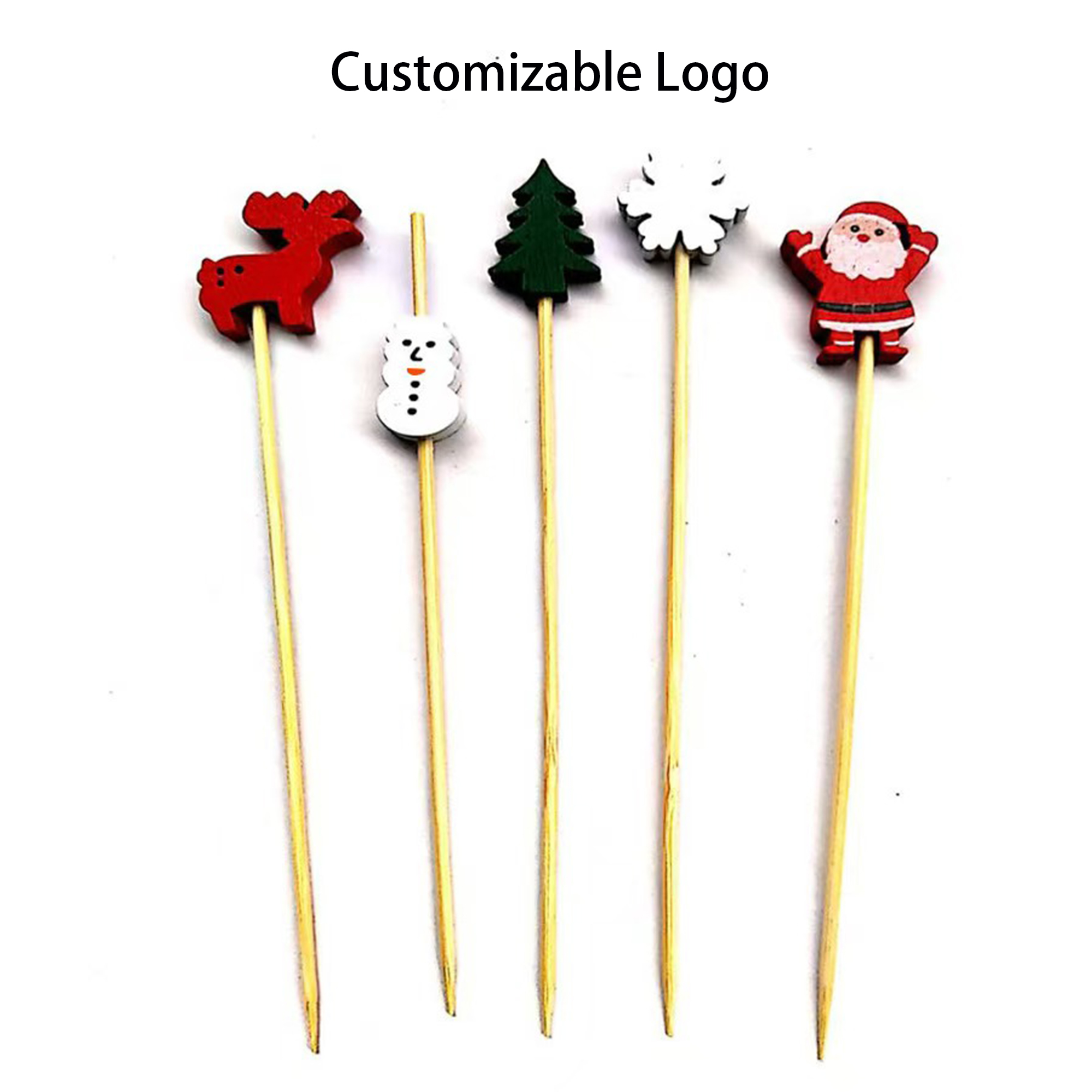 50PCS Christmas Fruit Bamboo Sticks With Customizable Logo 1