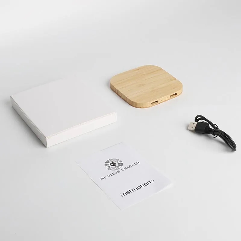 Bamboo Wireless Charger with Dual USB Ports 5