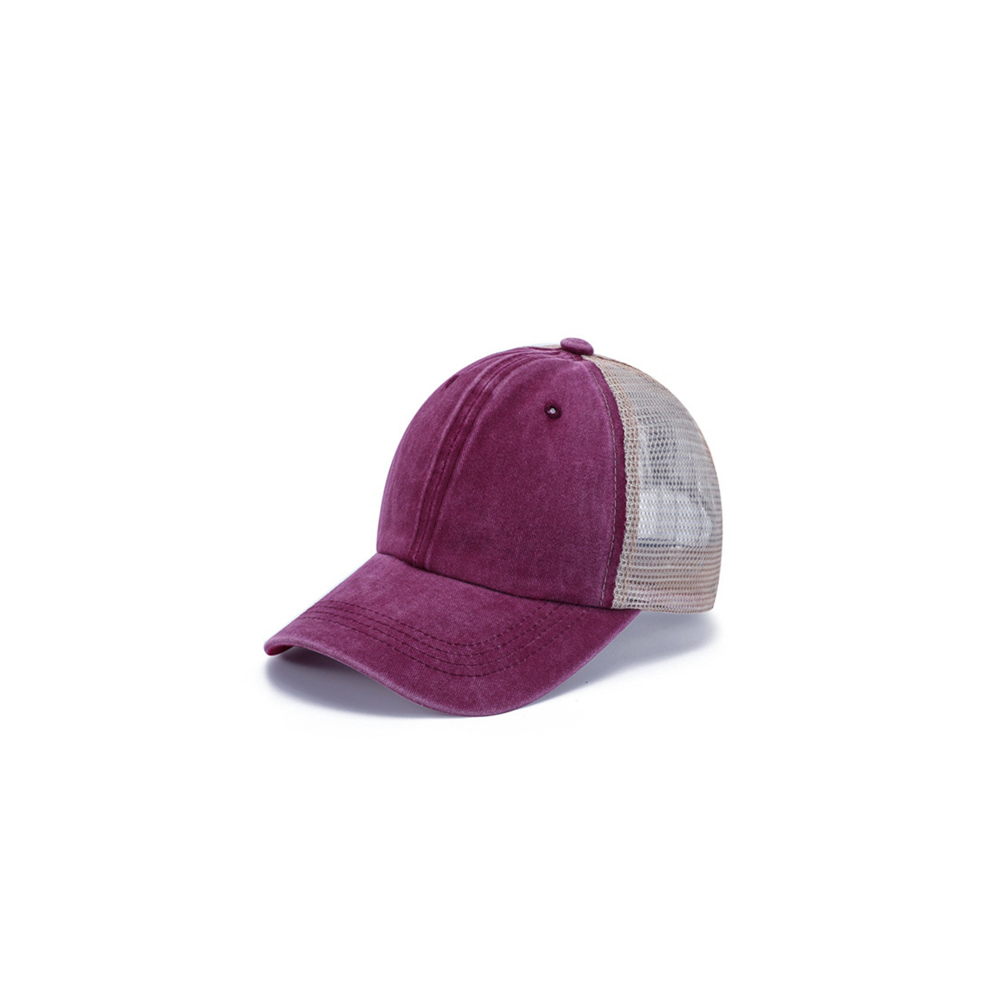 Washed Cotton Low Profile Baseball Cap With Mesh Back 6