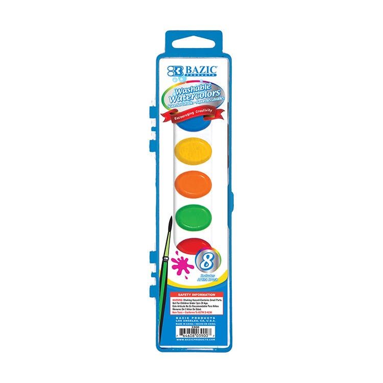 Watercolor Paints with Brush - Washable 8 Count 2