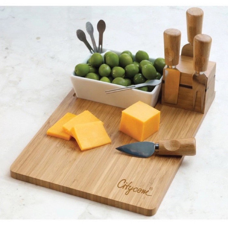 BistroTek Premium Bamboo Duo Appetizer & Cheese Set 3