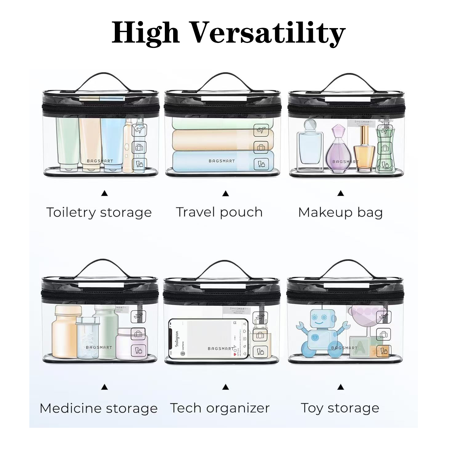 Large Size Transparent Travel Cosmetic Bag 2