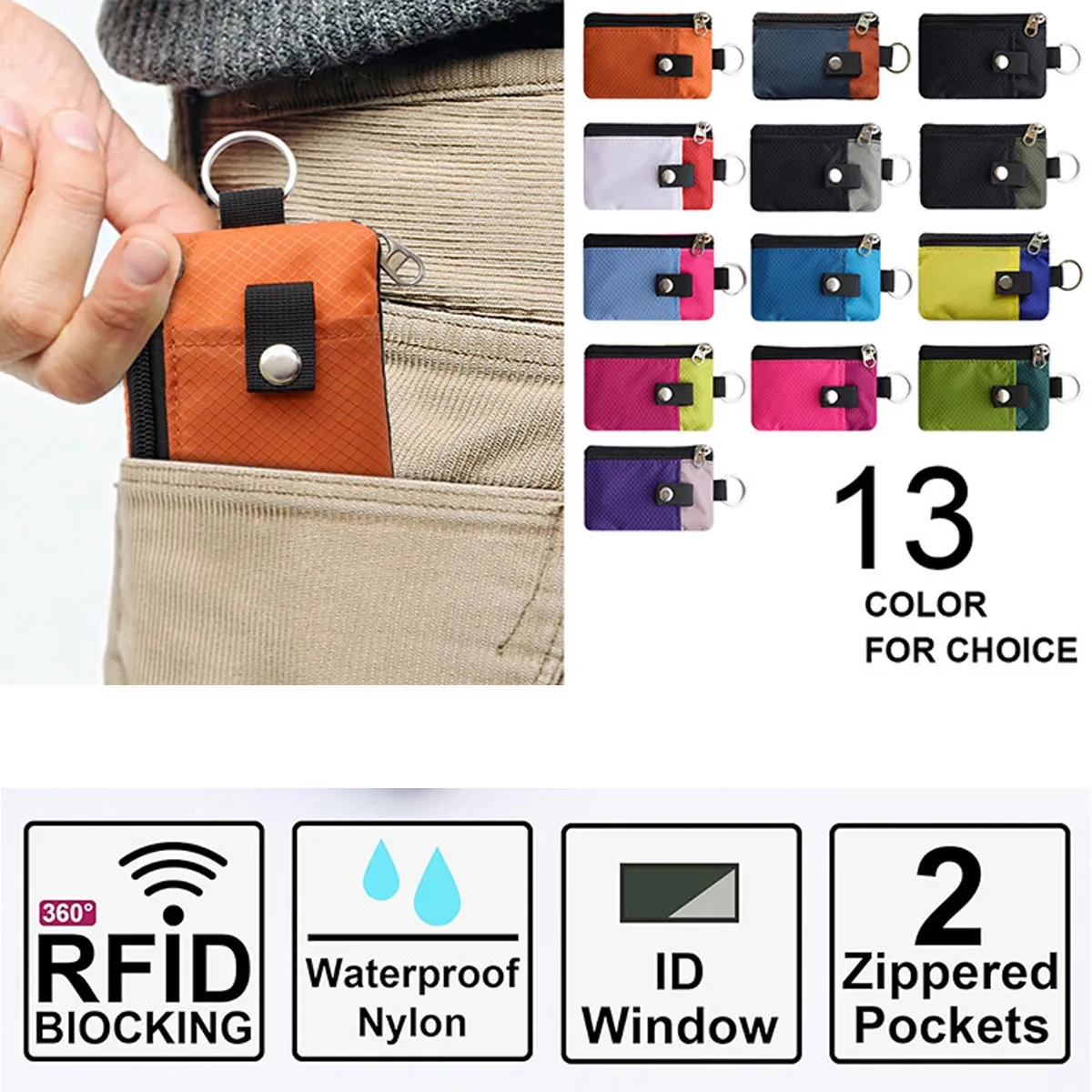 RFID Blocking Small Wallet with ID Window 7