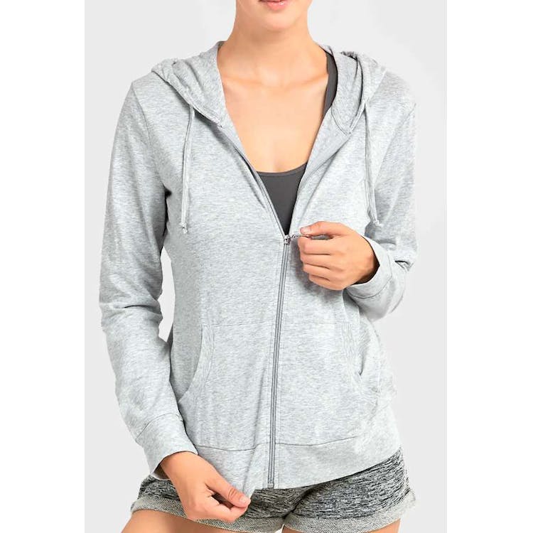 Women's Plus Size Jersey Zip-Up Hoodie Jackets - 3X Gray 2