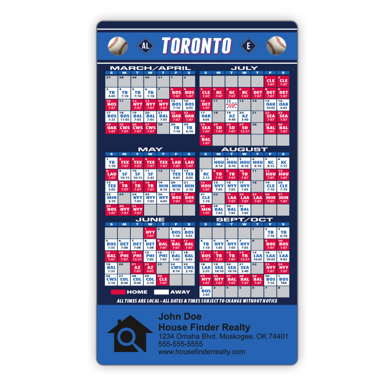 Magnet Sport Schedules - 3.5x6 Baseball Round Corners - 20 mil. 3