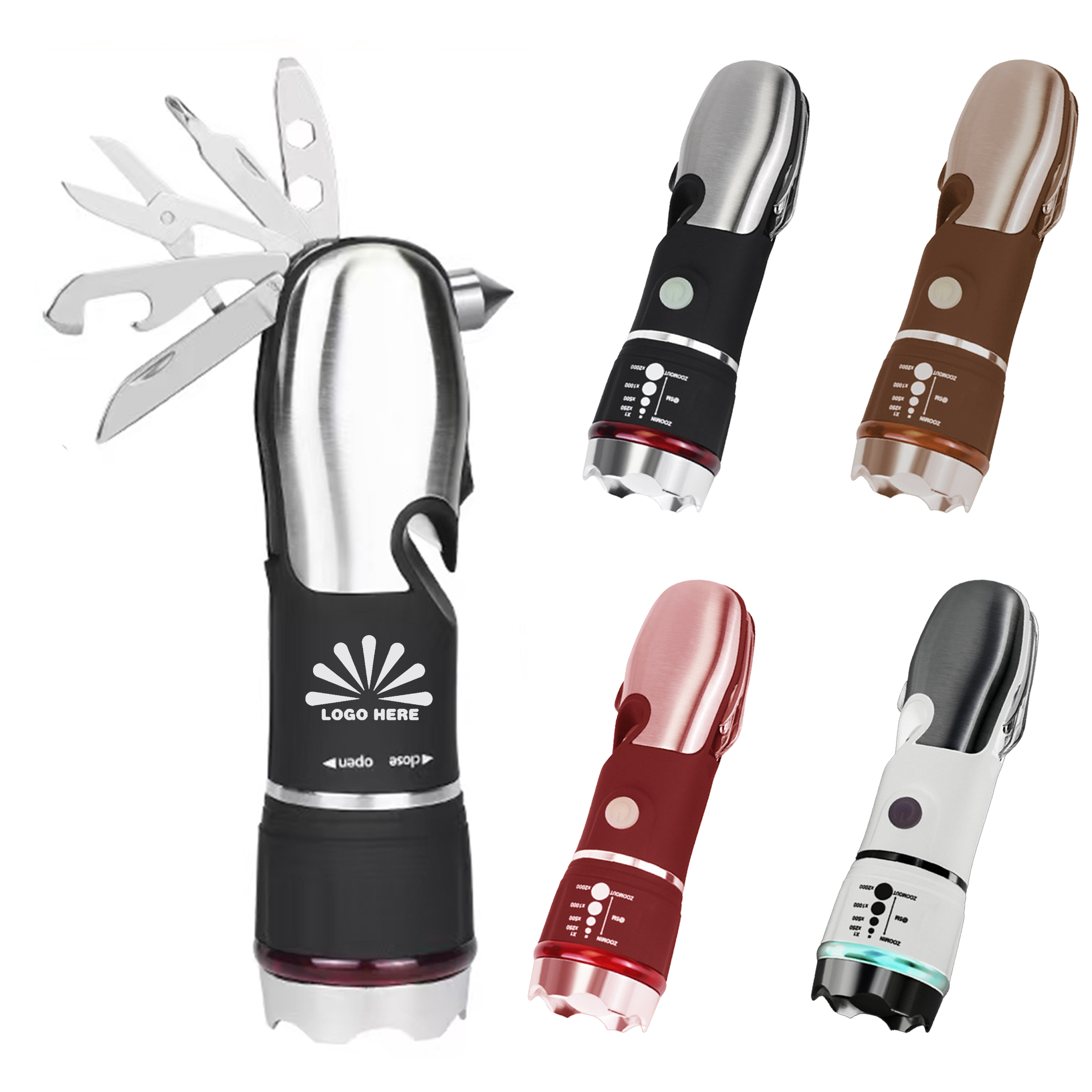 Customizable Safety Hammer with LED Flashlight for Roadside Security 1