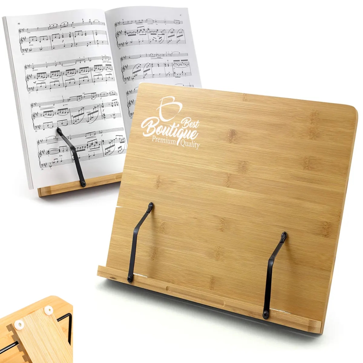 Multi-Function Adjustable Bamboo Bookstand & Holders 4