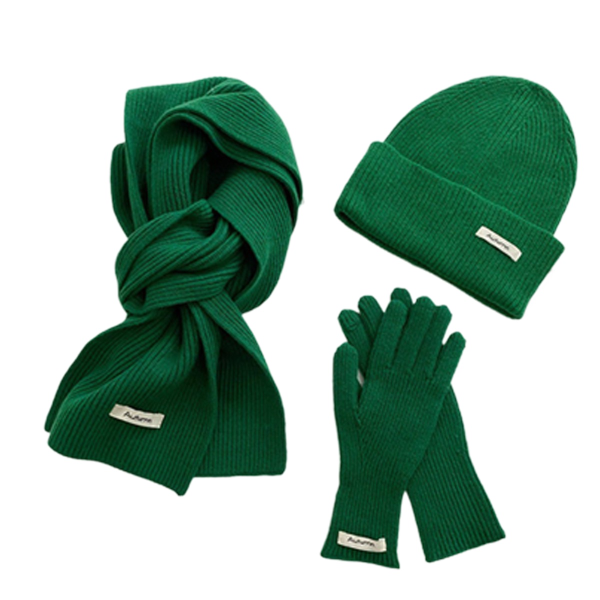 3PcsWinter Knit Hat Scarf Touch Screen Gloves Set Warm Suit 1