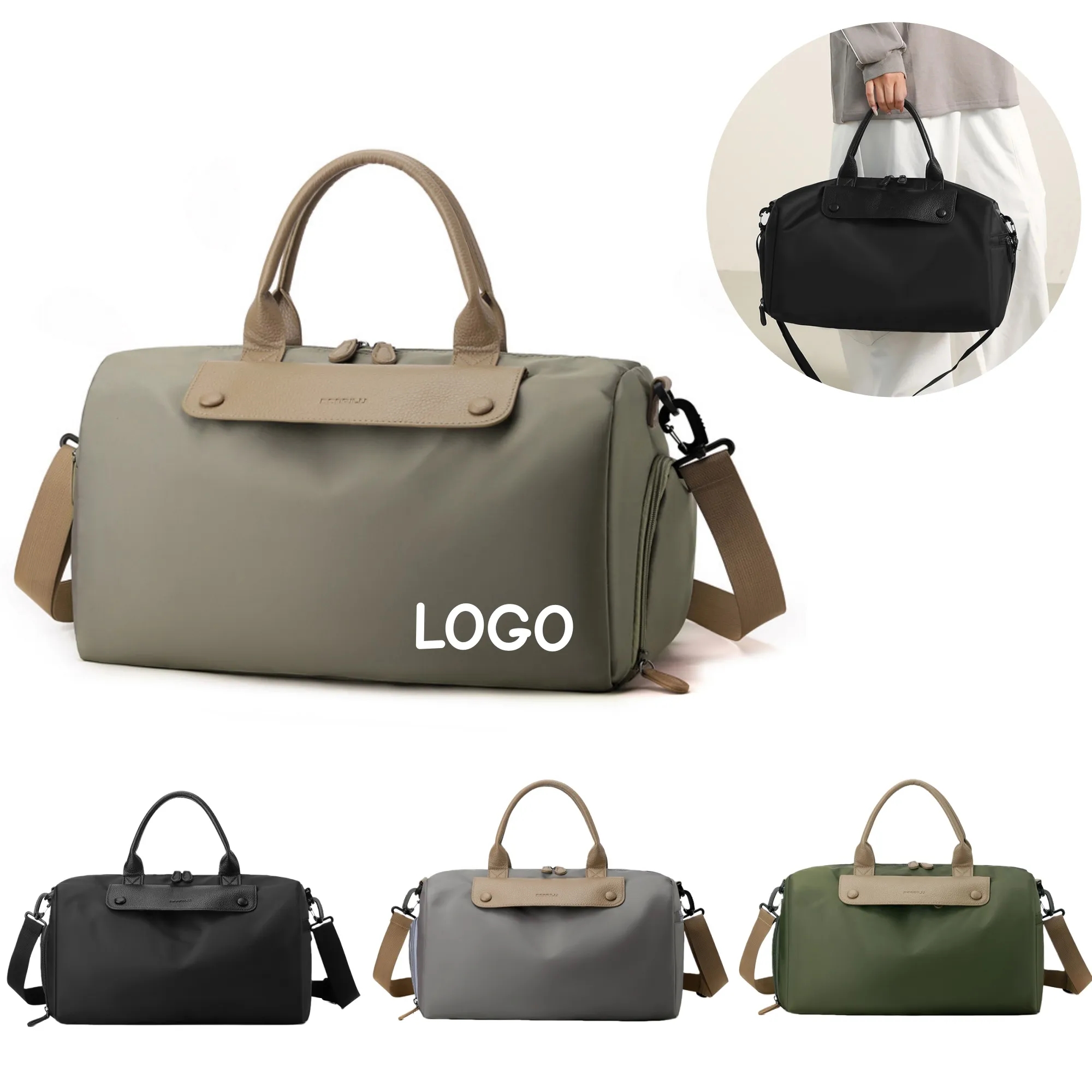 Custom Logo Travel Duffle Bag With Wet Dry Compartment