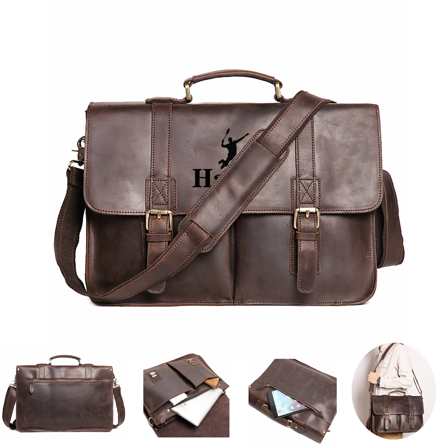 Real Leather Messenger Bag 2